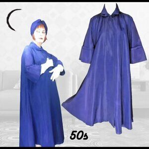 50s Vintage Swing Coat Evening New Look Blue Taffeta Outerwear